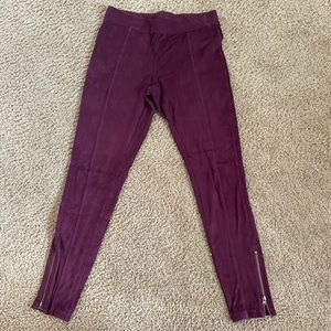 Maroon suede leggings